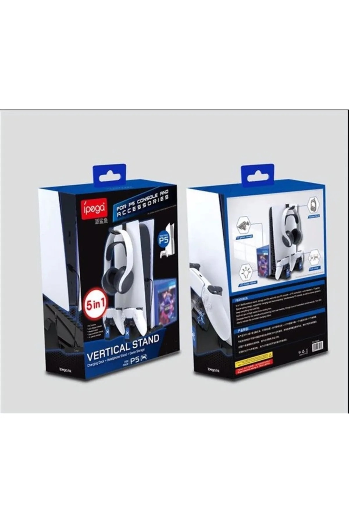 İPEGA PS5 PLAYSTATİON 5 DİKEY ŞARJ STANDI VERTİCAL CHARGİNG DOCK 5 IN1 VERTİCAL STAND