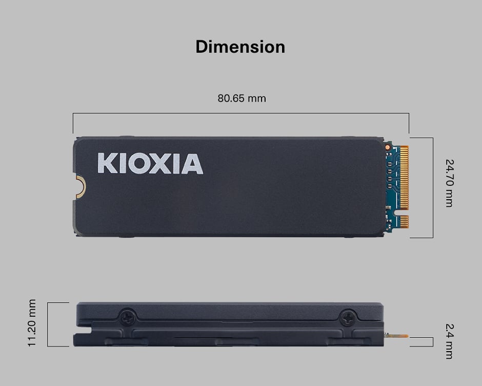 Kioxia PCIe M2 2TB Exceria Heatsink 6200/4900 SSD