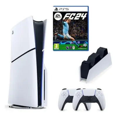 SONY PLAYSTATİON 5 PS5 SLIM CD Lİ + 2.KOL + FC 24 OYUNU + SONY ŞARJ İSTASYONU