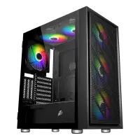 1ST PLAYER AR7 SİYAH 650W 80+ ARGB 4X12CM FAN TEMPERLİ CAM MESH USB 3.0 ATX KASA