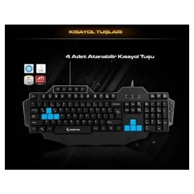 Everest Rampage KB-R01 Siyah USB Makro Tuşlu Oyun Q Multimedia Klavye