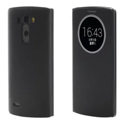 Microsonic View Cover Delux kapaklı LG G3 kılıf Akıllı uyku modlu Siyah - CS150-V-DLX-LG-G3-SYH