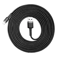 BASEUS CAFULE LİGHTNİNG 2A KABLO 3M GRİ/SİYAH ŞARJ KABLOSU