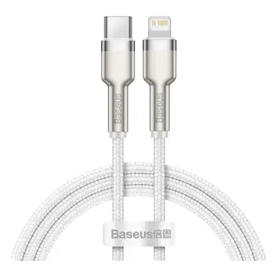 BASEUS CAFULE METAL 20W 1 METRE TYPE-C TO LİGHTNİNG KABLO BEYAZ