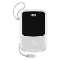 BASEUS Q POW 10.000 MAH LİGHTNİNG KABLOLU POWERBANK BEYAZ