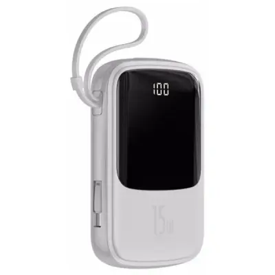 BASEUS Q POW 10.000 MAH TYPE-C KABLOLU POWERBANK BEYAZ