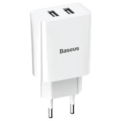 BASEUS SPEED MİNİ DUAL 10.5W SEYAHAT ŞARJI BEYAZ