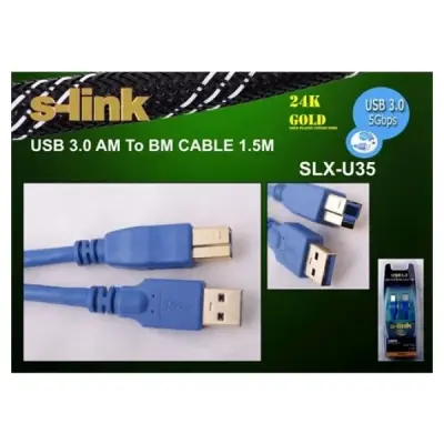 S-LINK SLX-U35 USB 3.0 1,5M AM TO BM GOLD YAZICI KABLOSU