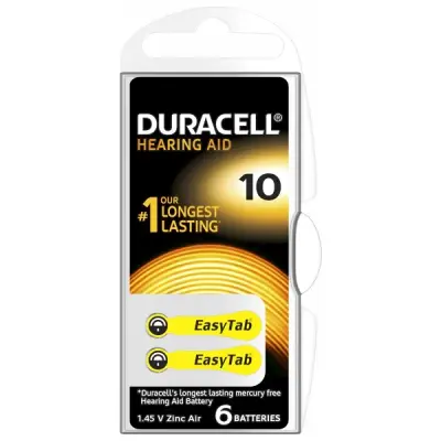 DURACELL 10 NUMARA KULAKLIK PİLİ 6'LI PAKET 1,45 VOLT PR70