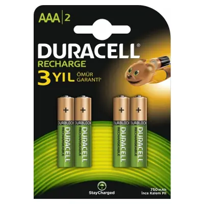 DURACELL ŞARJ EDİLEBİLİR AAA İNCE KALEM PİL 750 MAH 4'LÜ