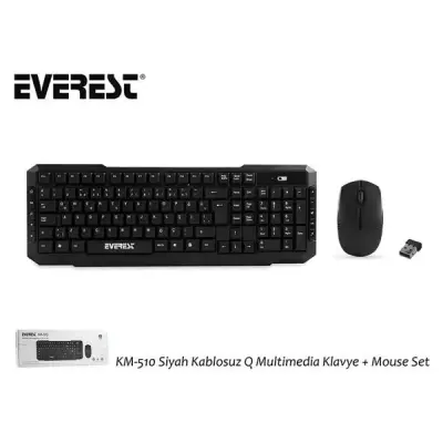Everest KM-510 Siyah Kablosuz Q Multimedia Klavye + Mouse Set