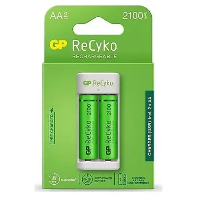 GP E211 USB ŞARJ CİHAZ + 2 ADET AA 2100 MAH ŞARJLI KALEM PİL