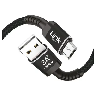 LİNKTECH K421 SAFE MİCRO USB 3A 1000MM ŞARJ KABLOSU SİYAH
