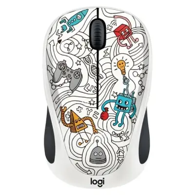 LOGİTECH M238 DOODLE KOLEKSİYON KABLOSUZ MOUSE - TECHİE WHİTE
