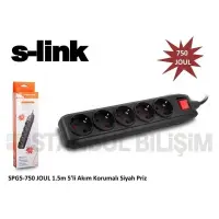 S-link SPG5-750 JOUL 1.5m 5'li Akım Korumalı Siyah Priz