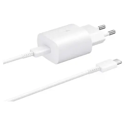 SAMSUNG TA800 FAST CHARGİNG BEYAZ 25W TYPE-C TO TYPE-C ŞARJI ALETİ