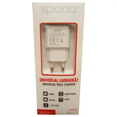 SPADA  USB ŞARJ BAŞLIK 1A + 1 MT LIGHTING KABLO
