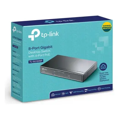 TP-LINK TL-SG1008P 8 PORT GBIT 4 PORT POE ÇELIK KASA SWITCH