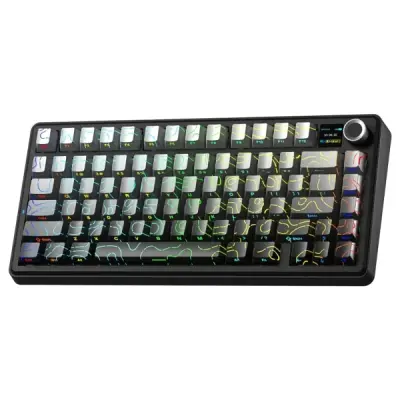 Aula F75 Max Mekanik RGB TKL Reaper Switch Kablosuz Makrolu Hot Swap Klavye Desenli Gri