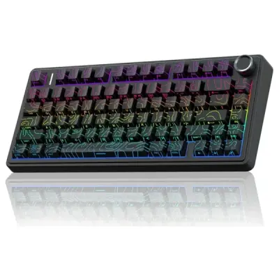 Aula F75 Mekanik RGB TKL Seiya Switch Kablosuz Makrolu Hot Swap Gaming Klavye Desenli Siyah