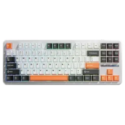 Aula F87 Mekanik RGB TKL SpaceCrystal Switch Kablosuz Makrolu Hot Swap Klavye Turuncu