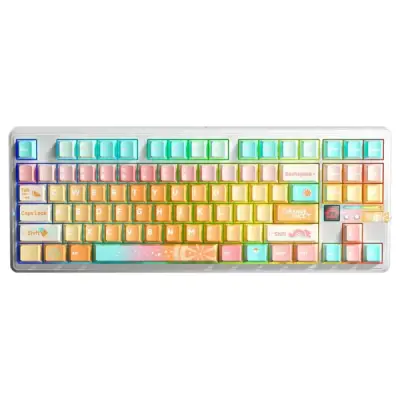 Aula F87 PRO V2 Mekanik RGB TKL Meteor Ice Cream Switch Kablosuz Makrolu Hot Swap Klavye Orange Juice