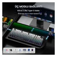 Aula F99 Pro 3 Modlu RGB Hot Swap Mekanik Nimbus V3 Switch Kablosuz Makrolu Klavye Gradyan Gri