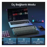 Aula S75 Pro Mekanik RGB TKL Seiya Switch Kablosuz Makrolu Hot Swap Klavye Gradyan Gri