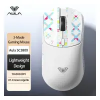 Aula SC580X LightWeight Beyaz Şarjlı Makrolu Ergonomik Optik Kablolu/Kablosuz Oyuncu Mouse