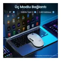 Aula SC900 Pro Beyaz Şarjlı Optik Kablolu/Kablosuz Oyuncu Mouse