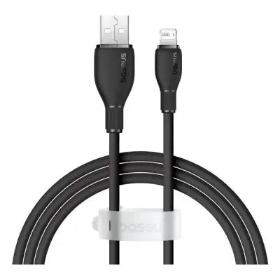 Baseus Pudding 1.2 m Siyah USB to Lightning Hızlı Şarj Kablosu
