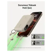 Belkin Taşınabilir Şarj Cihazı, 10K mAh USB-C İnce Güç Kaynağı, 2 USB-C Port, Dijital Pil Göstergesi, 20W Hızlı Şarj, iPhone 16, 15 Serisi, Samsung Galaxy S25, S24, Pixel 9, iPad ve Fazlası, Kum Rengi