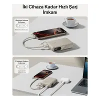 Belkin Taşınabilir Şarj Cihazı, 10K mAh USB-C İnce Güç Kaynağı, 2 USB-C Port, Dijital Pil Göstergesi, 20W Hızlı Şarj, iPhone 16, 15 Serisi, Samsung Galaxy S25, S24, Pixel 9, iPad ve Fazlası, Kum Rengi
