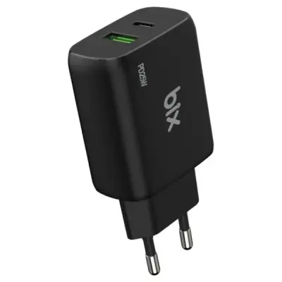 Bix ZH-2U41T 25W USB Type-C PD Çift Portlu Hızlı Şarj Cihazı Siyah