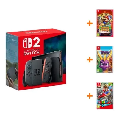 Nintendo Switch 2 Oyun Konsolu + Nintendo Switch Paper Mario: The Thousand Year Door Oyun + Nintendo Switch Spyro Reignited Trilogy Oyun + Nintendo Switch Super Mario Odyssey Oyun