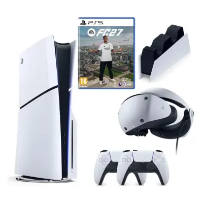 SONY PLAYSTATİON 5 PS5 SLIM CD Lİ + 2.KOL + FC 27 OYUNU + SONY ŞARJ İSTASYONU + PS5 VR 2
