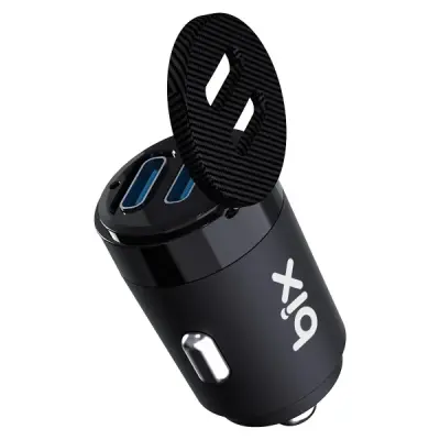 BXCC65C 65W Çift Portlu Type-C Araç Şarj Aleti iPhone & Android & Notebook Mini Araç içi Şarj Cihazı Siyah