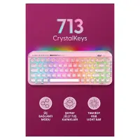 Daxi 713 CrystalKeys Dinamik RGB Oyuncu Klavyesi - Pembe