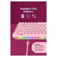 Daxi 713 CrystalKeys Dinamik RGB Oyuncu Klavyesi - Pembe