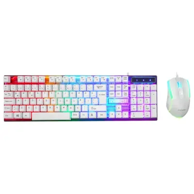 Everest KM-198 Luminax Beyaz Gökkuşağı Aydınlatmalı Q Gaming Oyuncu Klavye + Mouse Set
