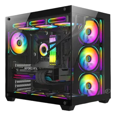 GAMETECH PRİME V2 TUŞ KONTROLLÜ RGB 10X120MM FAN SİYAH GAMİNG BİLGİSAYAR KASASI