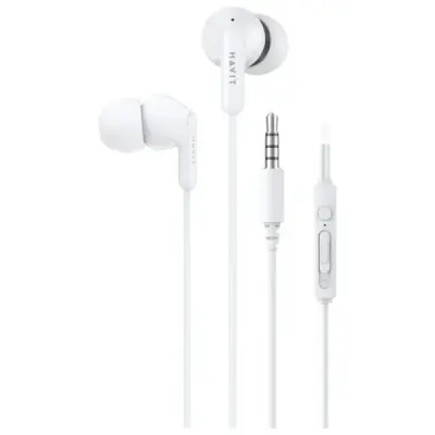 Havit E335P Kulak İçi Kablolu Mikrofonlu Kulaklık 3.5mm Jack 1.2m Kablo - Beyaz