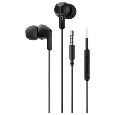 Havit E335P Kulak İçi Kablolu Mikrofonlu Kulaklık 3.5mm Jack 1.2m Kablo - Siyah