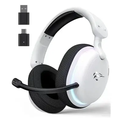 Havit Gamenote Fuxi-H7 Beyaz RGB USB Kablolu/Kablosuz Kulak Üstü Oyuncu Kulaklığı
