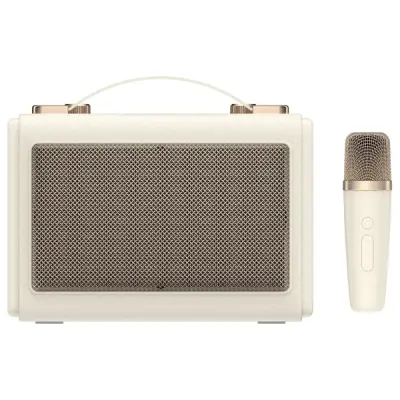 Havit SK823BT Mikrofonlu Bluetooth Hoparlör – Retro Tasarım, Kablosuz BT V5.3 Karaoke - Bej