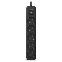 INCA IPW-44SY3 5 PORT AKIM KORUMALI LED TUŞLU PRİZ 3M - SİYAH