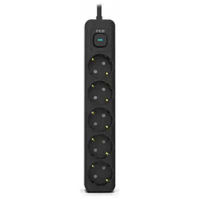 INCA IPW-44SY3 5 PORT AKIM KORUMALI LED TUŞLU PRİZ 3M - SİYAH