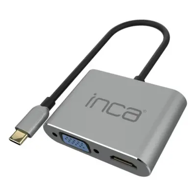 INCA ITPC-06TX TYPE-C HUB X4 HDMI 4K@30 HZ+ VGA+ USB 3.0+PD 100W ALUMİNYUM KASA