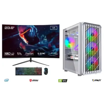 İNTEL İ5 12400F+32GB RAM+1TB M2+RTX 5060Tİ+27,6"  CURVED MONİTÖR OYUNCU BİLGİSAYARI BEYAZ