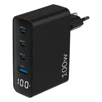 Juo 100W GaN Led Ekranlı 3 Type-C + USB-A Hızlı Şarj Cihazı iPhone & Macbook & Notebook Şarj Aleti